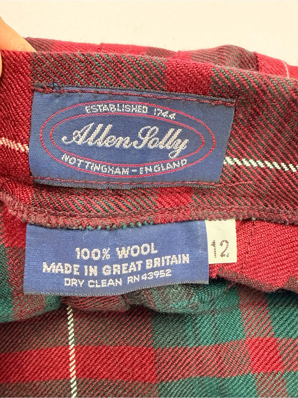 Allen Solly 12 Red Green Tartan Plaid 100% Wool Pleated Kilt Midi Skirt Preppy - Picture 4 of 6